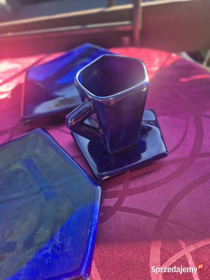Unikatowy komplet ceramiczny kobalt szafir Dom i Ogród