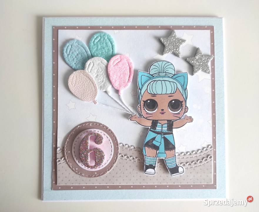 Kartka ręcznie robiona na urodziny LOL 3 Rękodzieło Łódź
