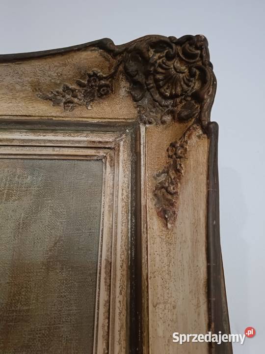 Stary obraz olejny na płótnie w pięknej starej kujawsko-pomorskie Lipno