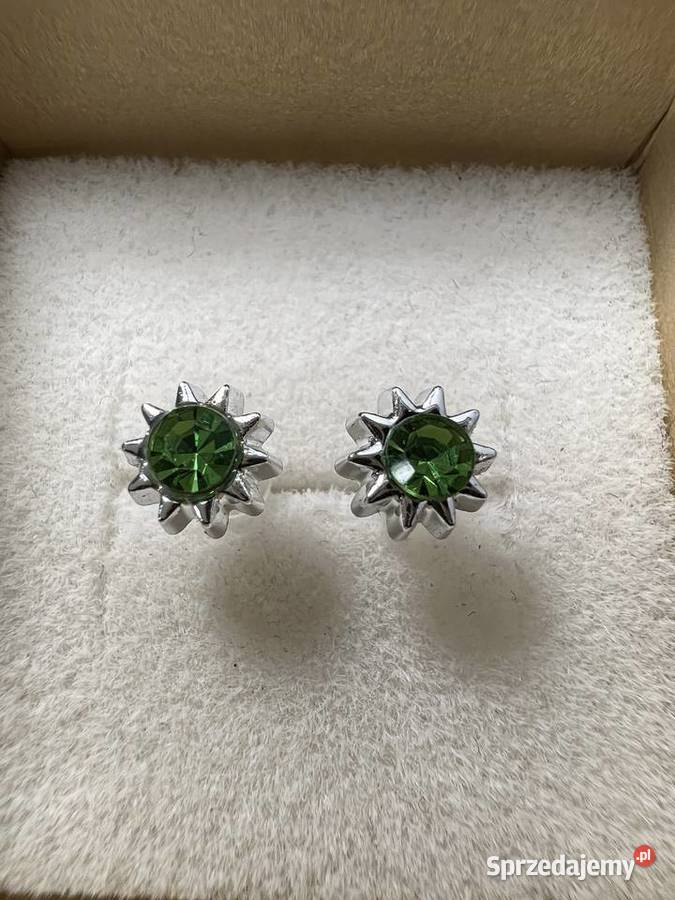 Kolczyki srebrne z zielonym diamentem Jasło