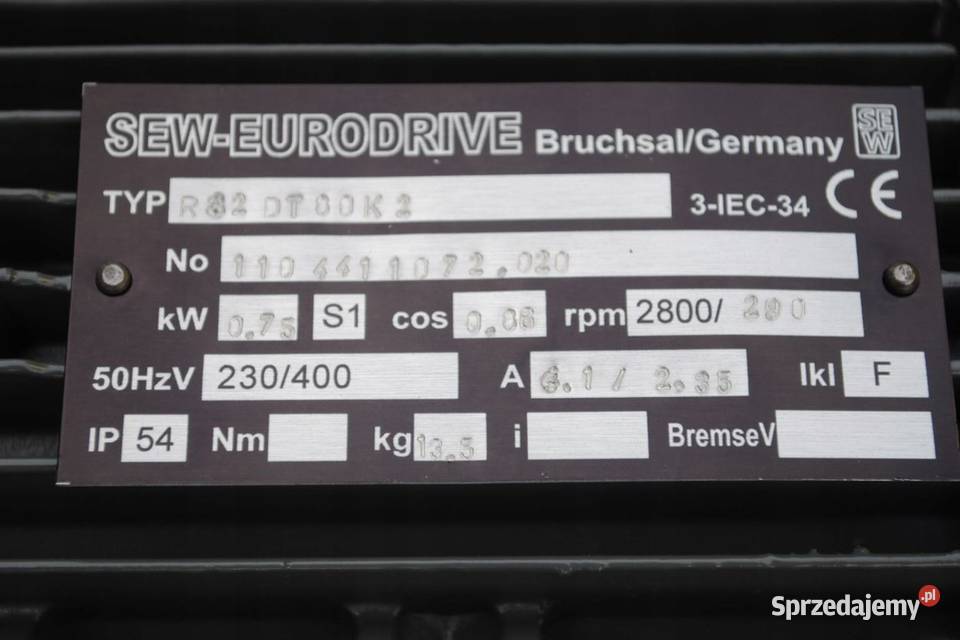 Motoreduktor 075kw 290obrmin SEW Pozostałe Kargowa