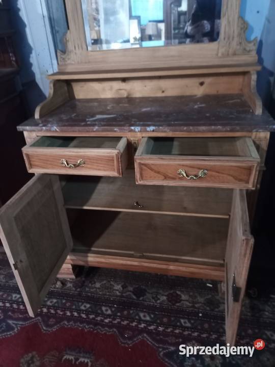 Toaletka z Lustrem Kryształowym i Marmurem Dąb Meble do salonu Kozy