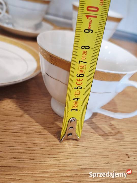 Zestaw 5 osob filiżanki porcelana 24 karaty gold warmińsko-mazurskie Braniewo sprzedam