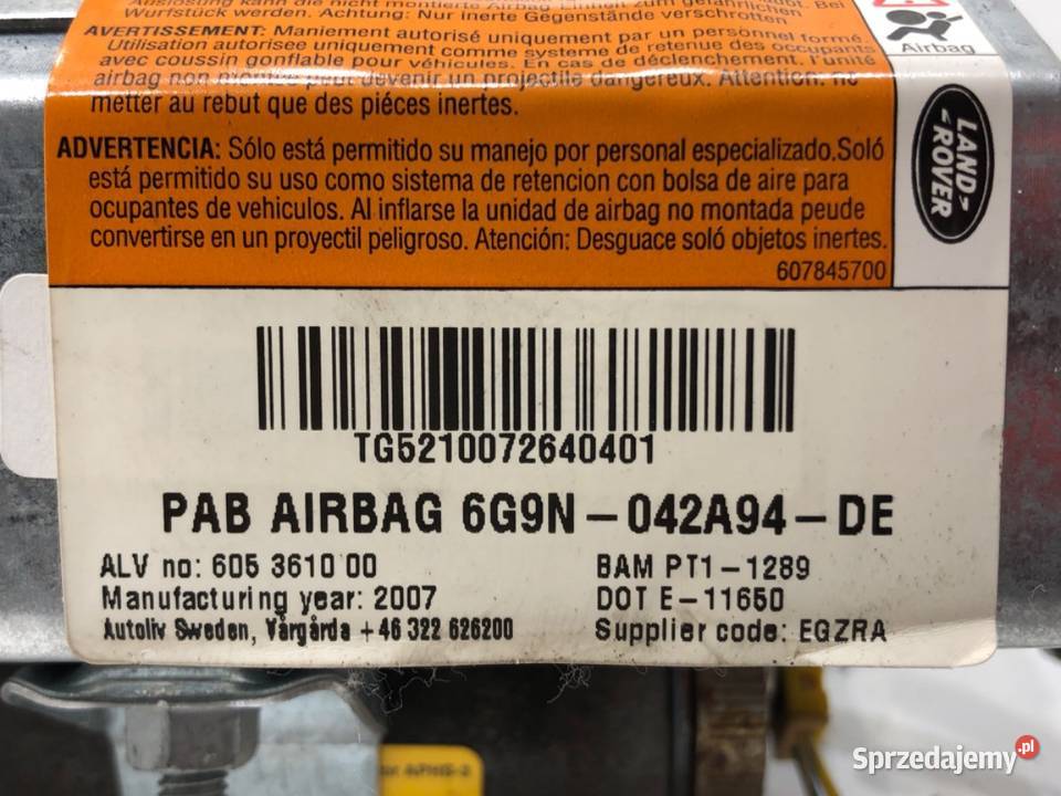 PODUSZKA POWIETRZNA PASAŻERA LAND ROVER osobowe