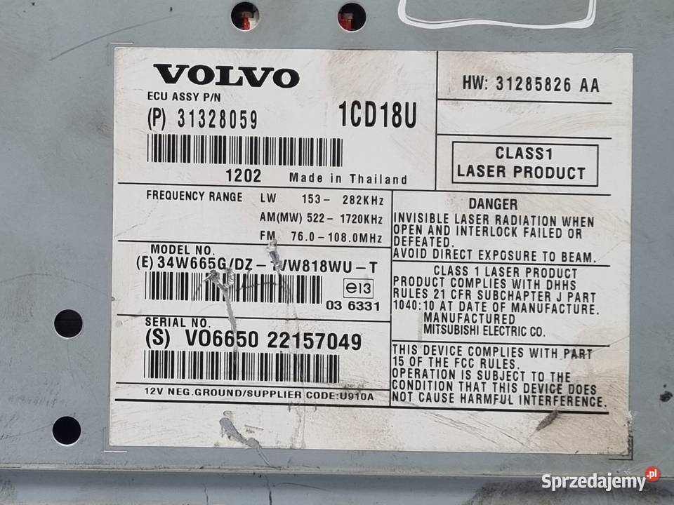 Volvo S40 II V50 RADIO CD radioodtwarzacz osobowe Sprzęt audio fabryczny lubelskie Chełm
