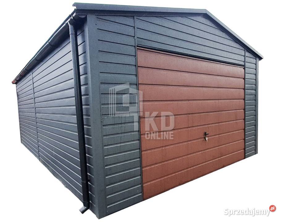 Garaż Blaszany 4x6 Brama uchylna Rynny Antracyt dolnośląskie Kłodzko