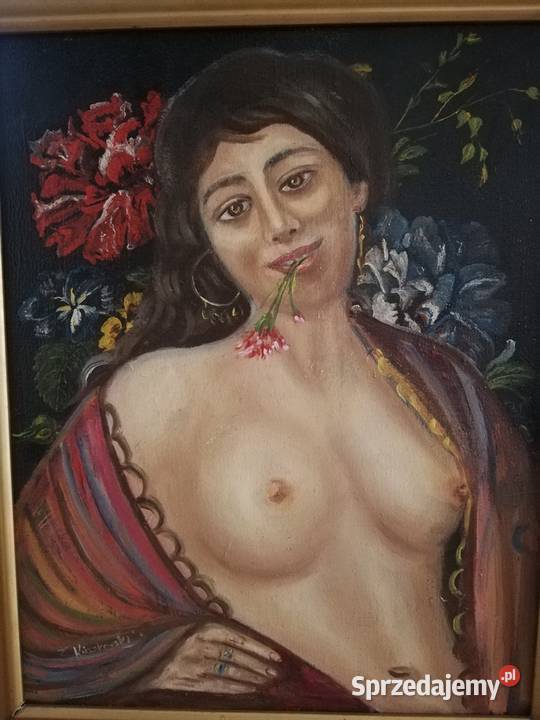 Piękny obraz akt kobiety olejny sygnowany Łódź sprzedam