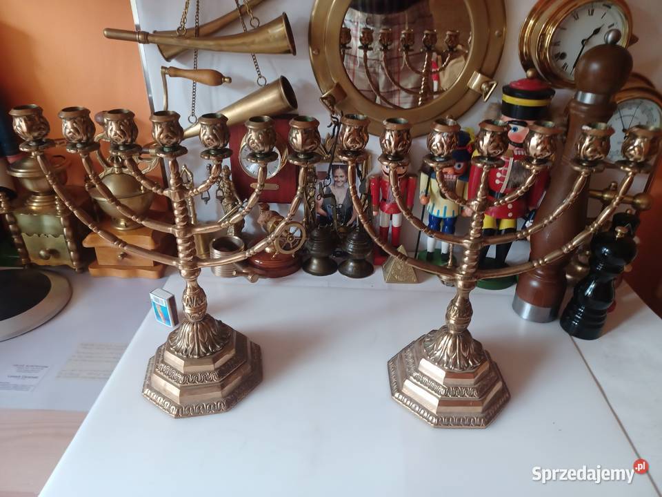 Menora Piękny sygnowany świecznik żydowski wielkopolskie Poznań sprzedam