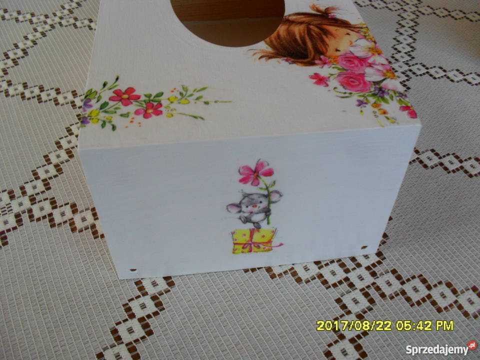 Piękny zestaw decoupage chustecznik i pojemnik małopolskie Bochnia