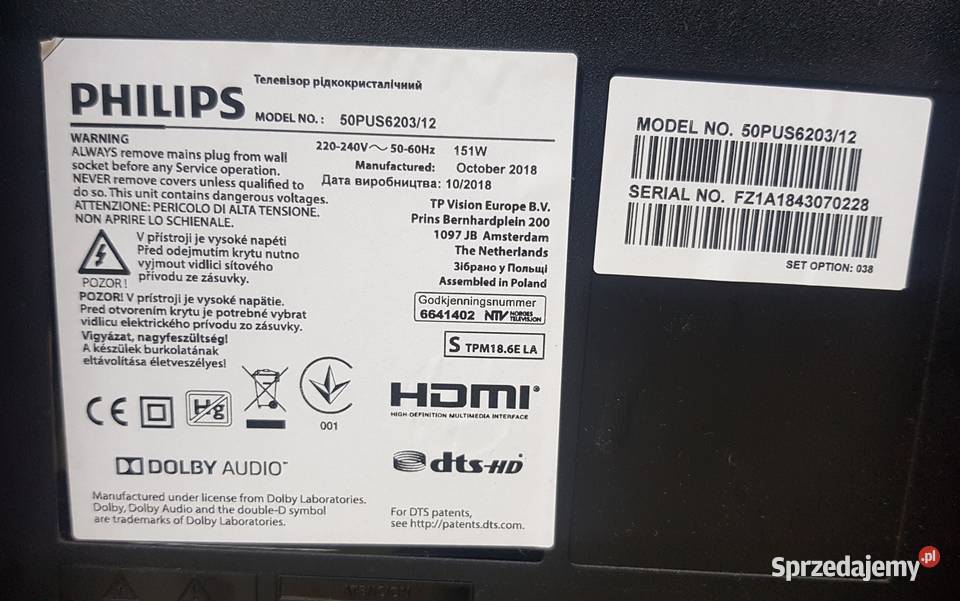 TELEWIZOR PHILIPS 50PUS620312 PILOT SMART TV Ziębice