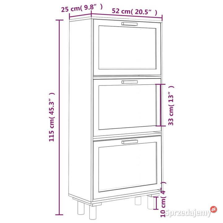 Szafka na buty biała 52x25x115 materiał