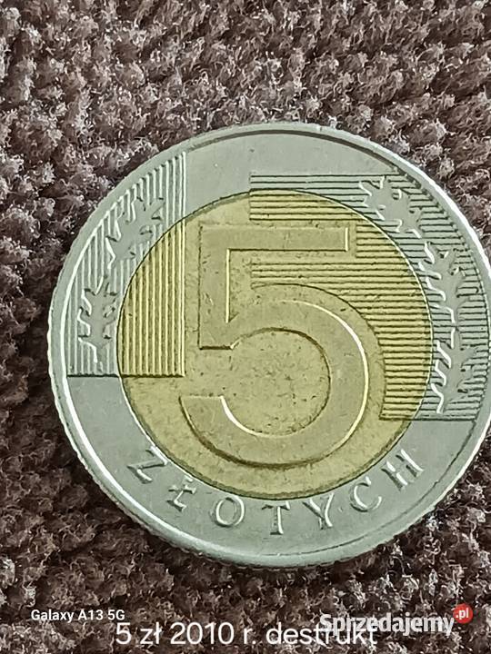 5 Złotych 2010 r wielodestrukt rzadkość Numizmatyka Konin