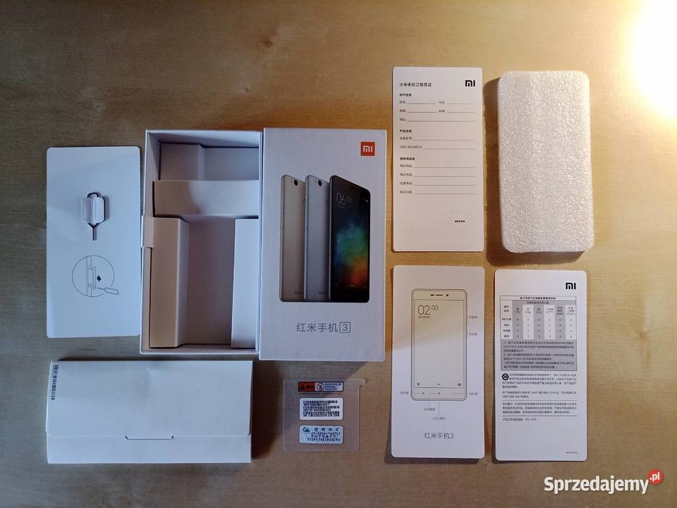 ORYGINALNE pudełki Xiaomi Redmi 3 z dokumentami śląskie Dąbrowa Górnicza sprzedam