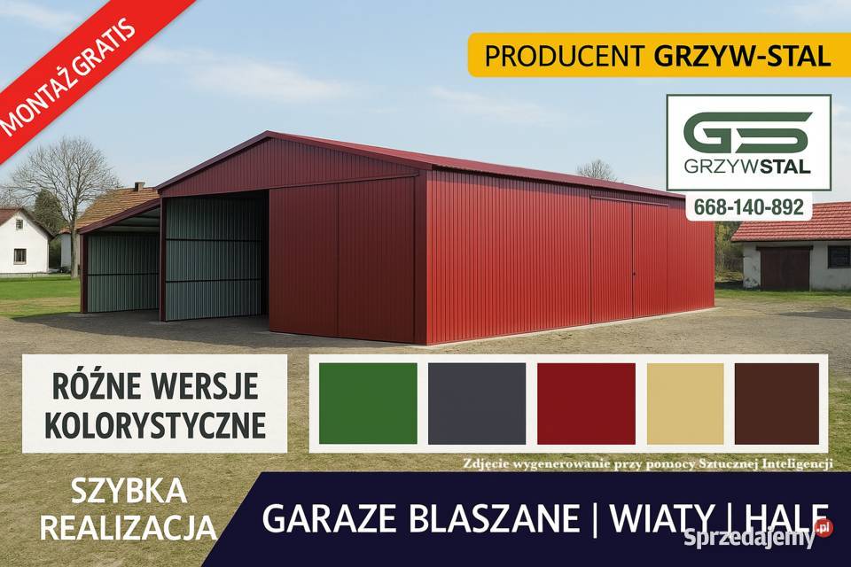 RAL GARAŻ BLASZANYMontażZadaszenieHalaWiata Dębica sprzedam