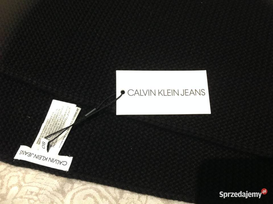 Czarny Długi Gruby Szalik Szal CALVIN KLEIN NOWY