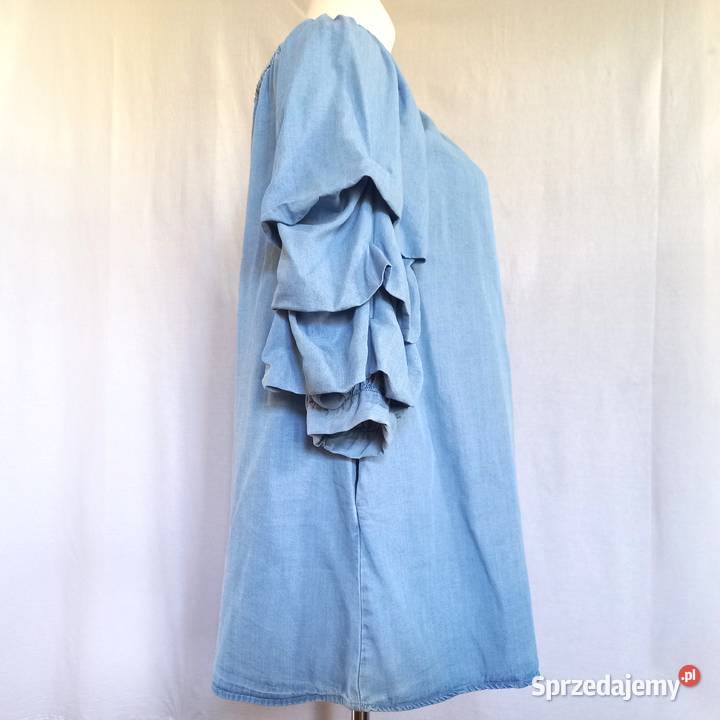 Bluzka niebieska Hiszpanka bufki rękawy r 38 Białystok