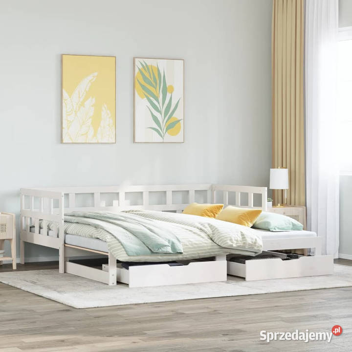 Sofa rozsuwana z szufladami bez materaca białe 68cm mazowieckie