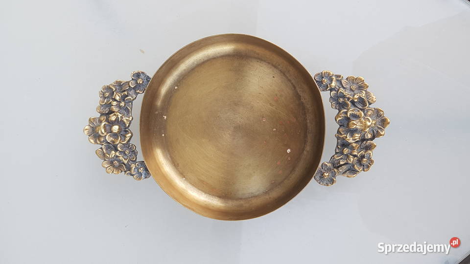 Niewielka tacka patera z mosiądzu Antyki Myszków