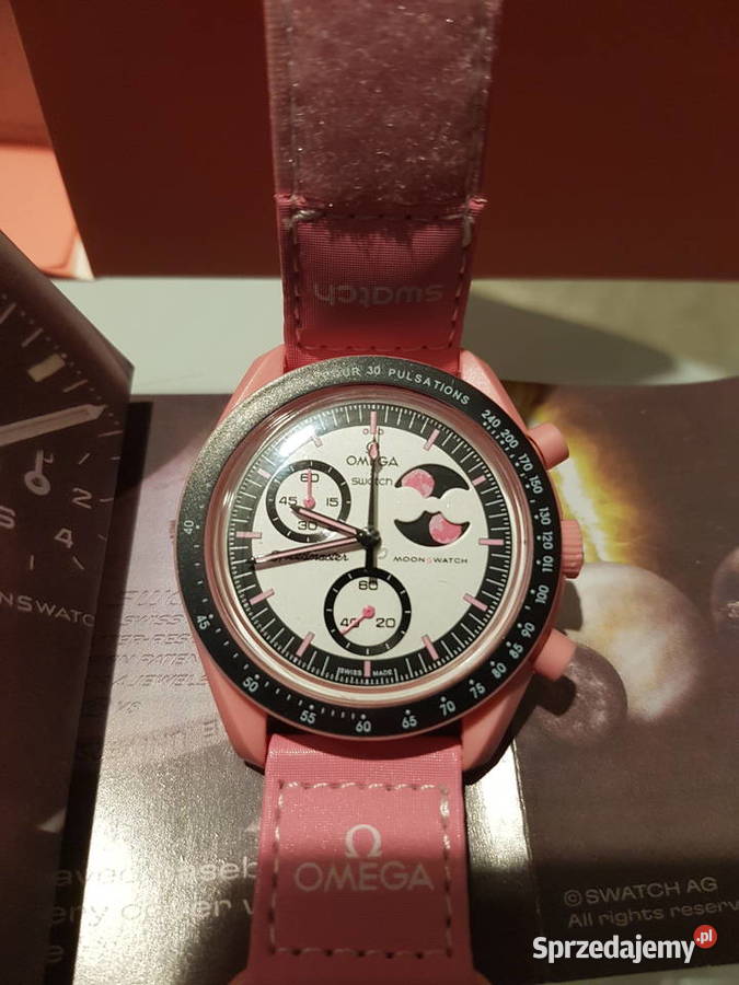 Zegarek nareczny Omega mission to the moon PINK Damskie Milicz