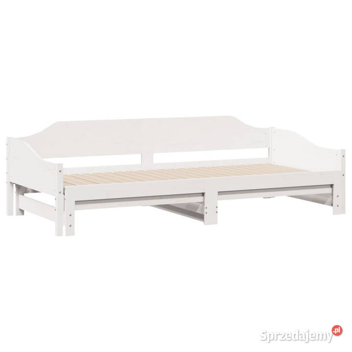Łóżko dzienne rozsuwane z materacem białe drewno 62cm