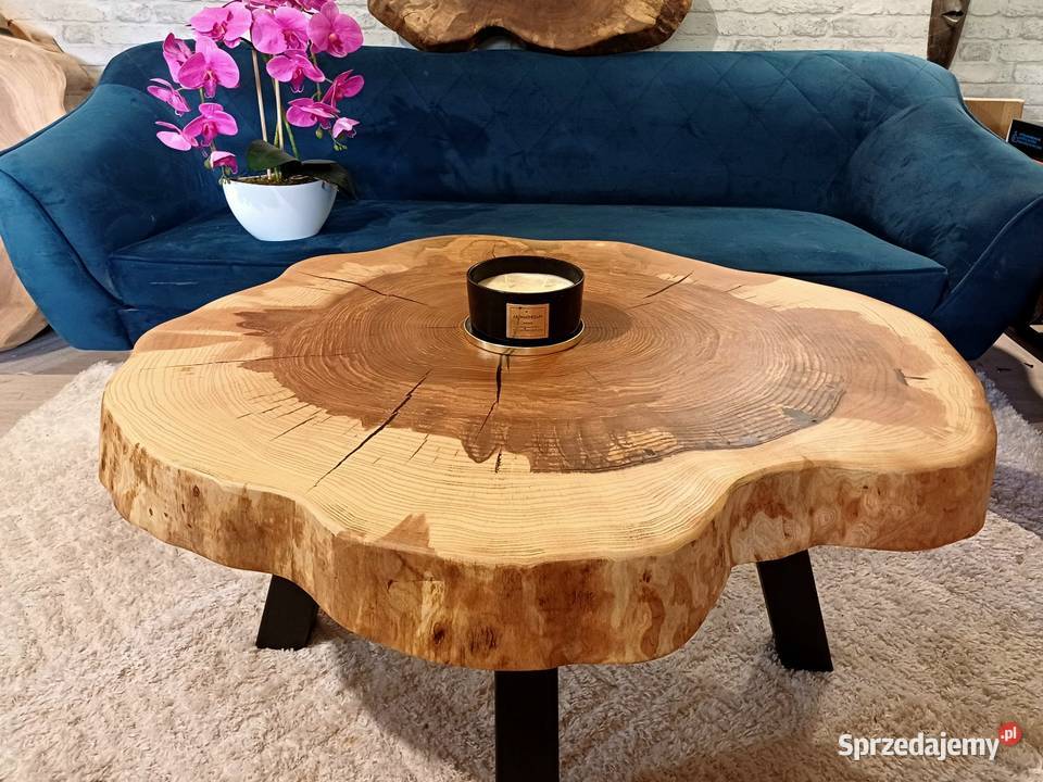 Stolik kawowy 88x78 PIĘKNY OKAZ LIVE EDGE Śrem