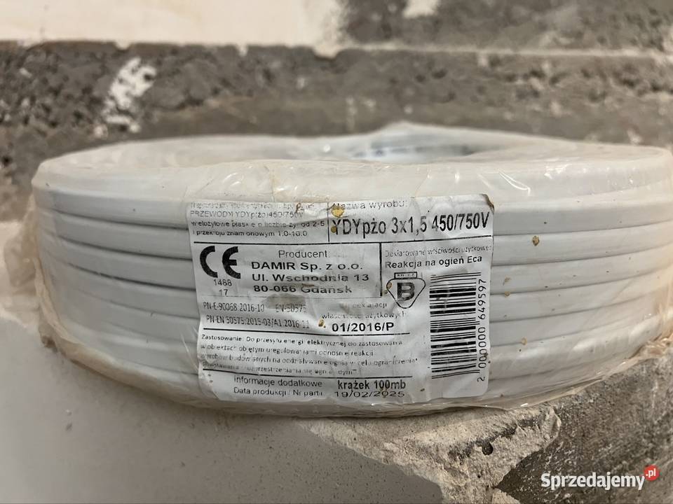 Przewód YDYP 3x15mm2 100m Ruda Śląska sprzedam