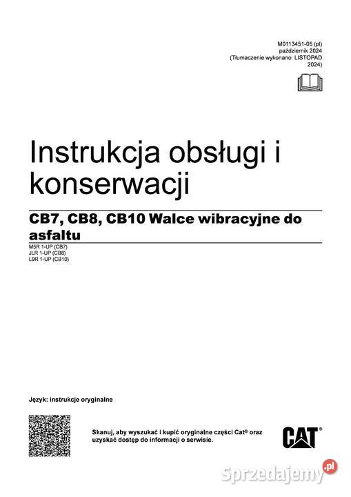 CATERPILLAR CB7 CB8 CB10 Walec do asfaltu DTR miękka małopolskie Kraków sprzedam