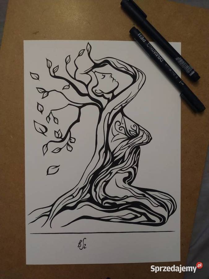 Rysunek z drzewa cienkopis blok t A4 250 gm2 Warszawa