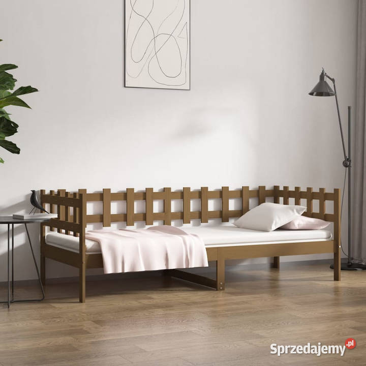 Łóżko dzienne brązowe lite drewno sosnowe 80x200