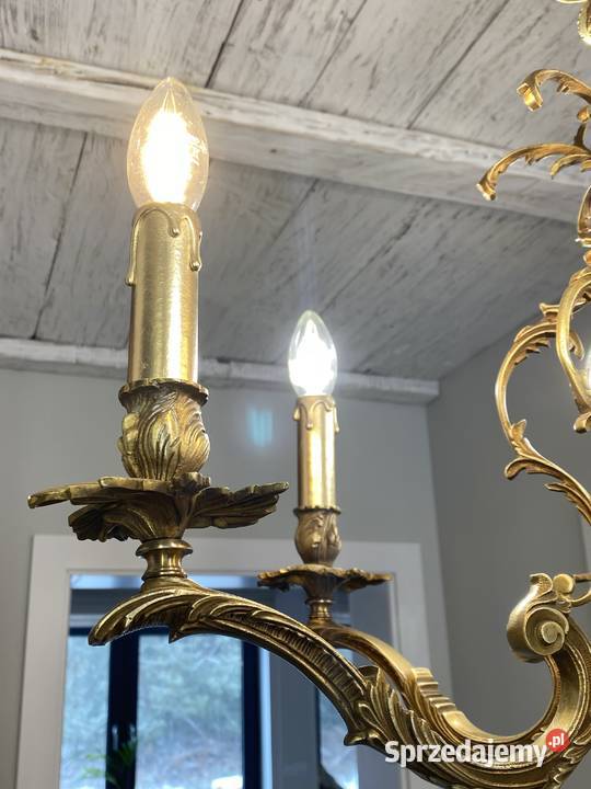 Francuski Żyrandol 40 Francja mosiądz 6ram Antyk Poznań