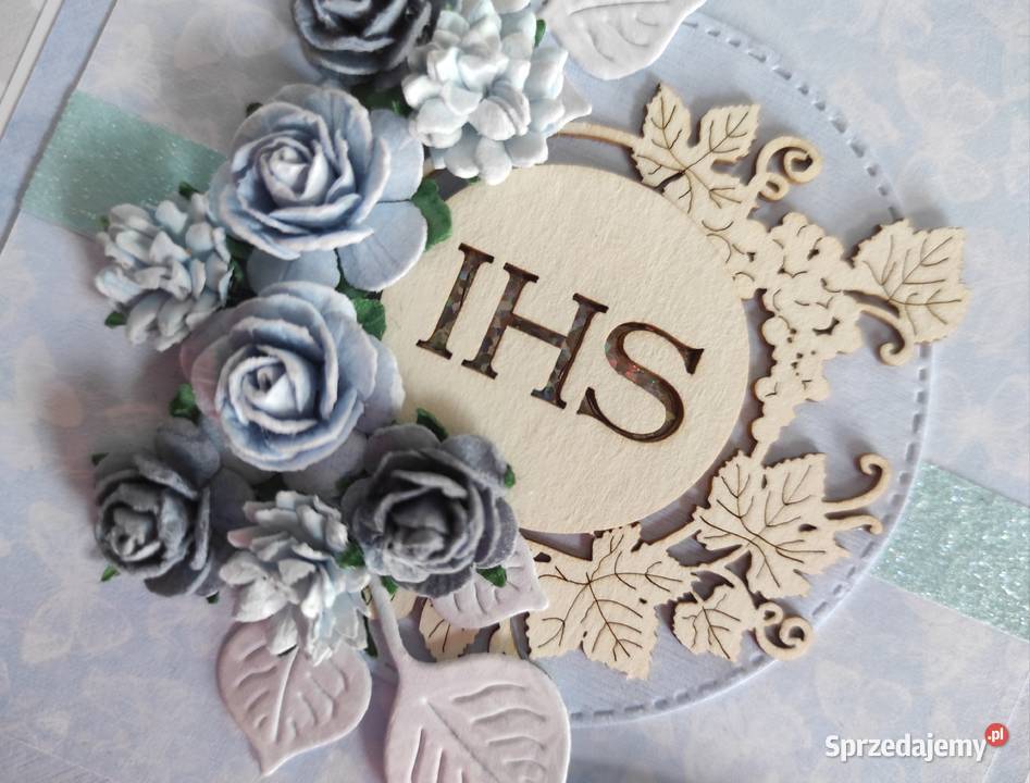 Kartka w pudełku ręcznie robiona na Komunię Rękodzieło Łódź