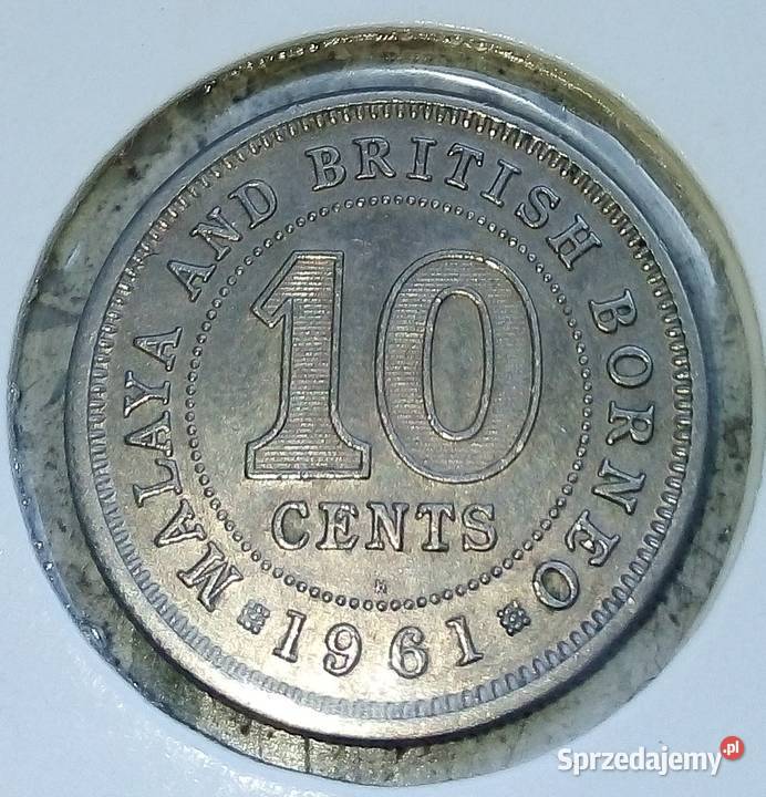MALAYE END BRYTYJSKIE BORNEO10 CENTS 1961 rH Legionowo