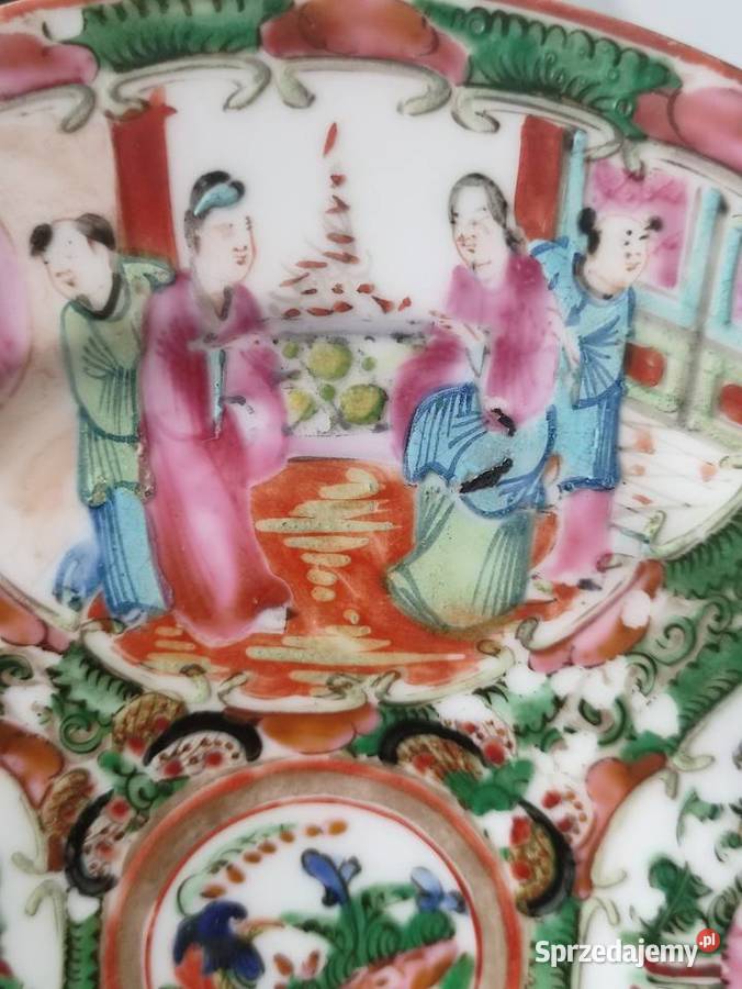 Antyczny talerz porcelanowy Famille Rose Janów Lubelski sprzedam