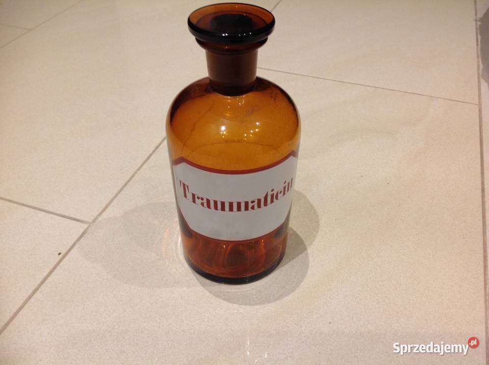Butelka Szklana Apteczna Stara Sygnowana Porcelana i szkło