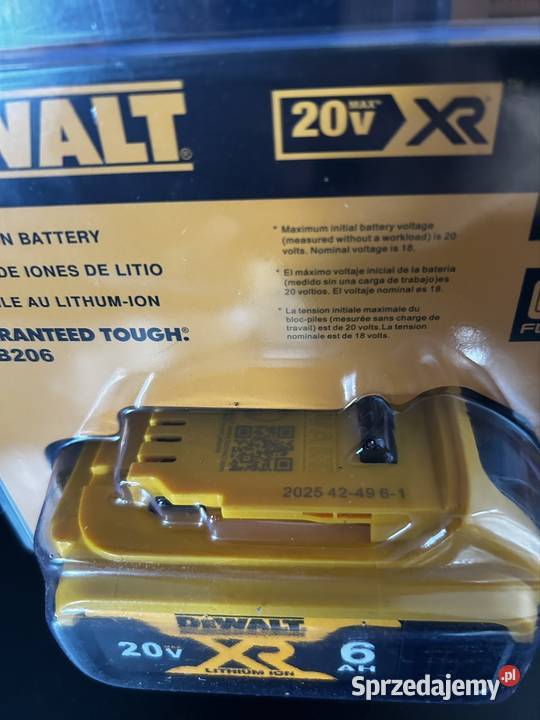 Orginalna bateria dewalt 20v 6 ah z kodem qr Pozostałe Radom
