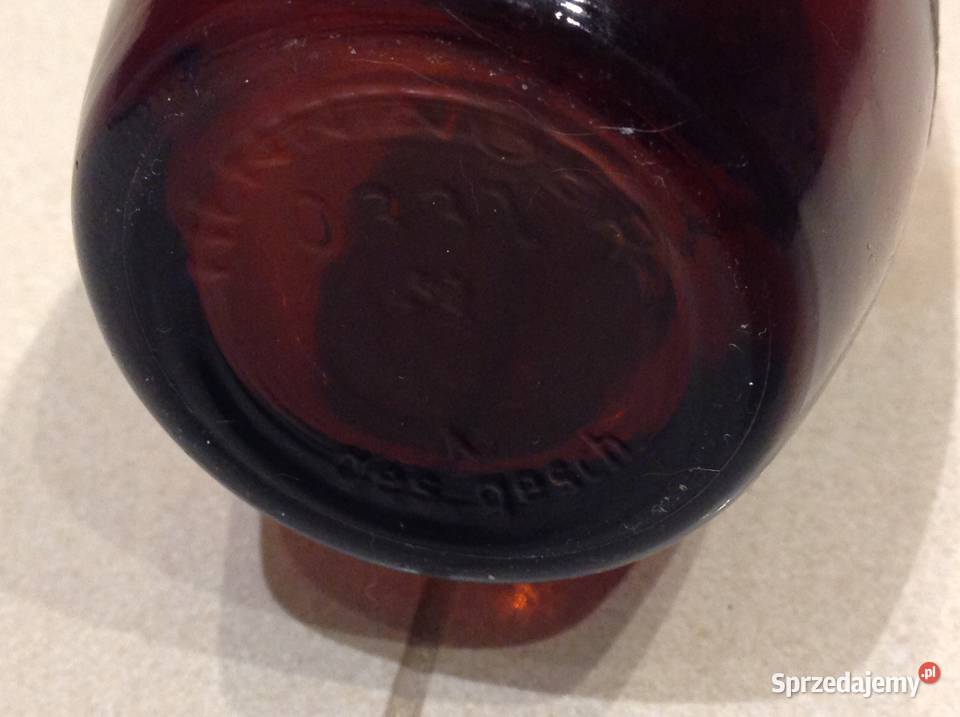 Stara Butelka Szklana z Porcelanką poj 033 L