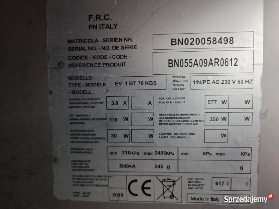 FRIULINOX EV 1 BT 70 KBS Szafa mroźnicza Krotoszyn sprzedam