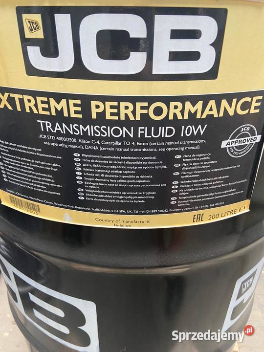 Oryginalny olej JCB EP10W 200L do skrzyni biegów Pozostałe Suchoraba