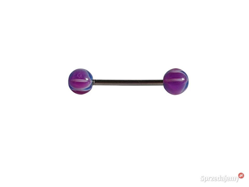 Kolczyk piercing sztanga kolorowe kulki pręt