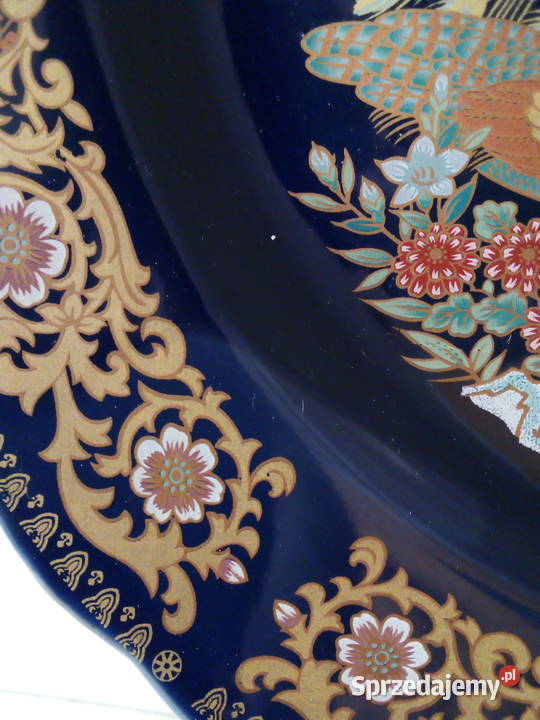 ogromna patera z pawiem vintage Maroko ceramika Częstochowa
