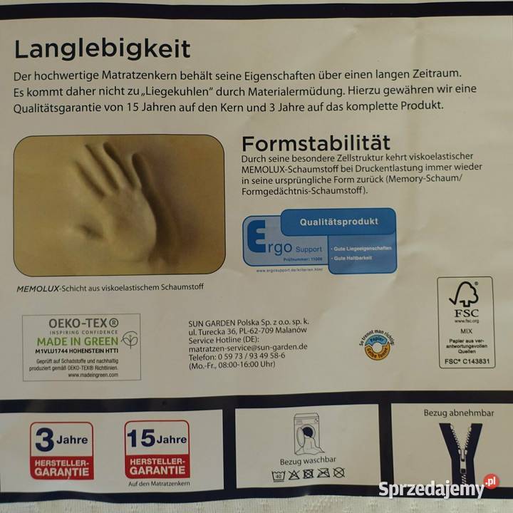 18 materac 100x200 piankowy visco memory 7stref 18cm Gaszowice