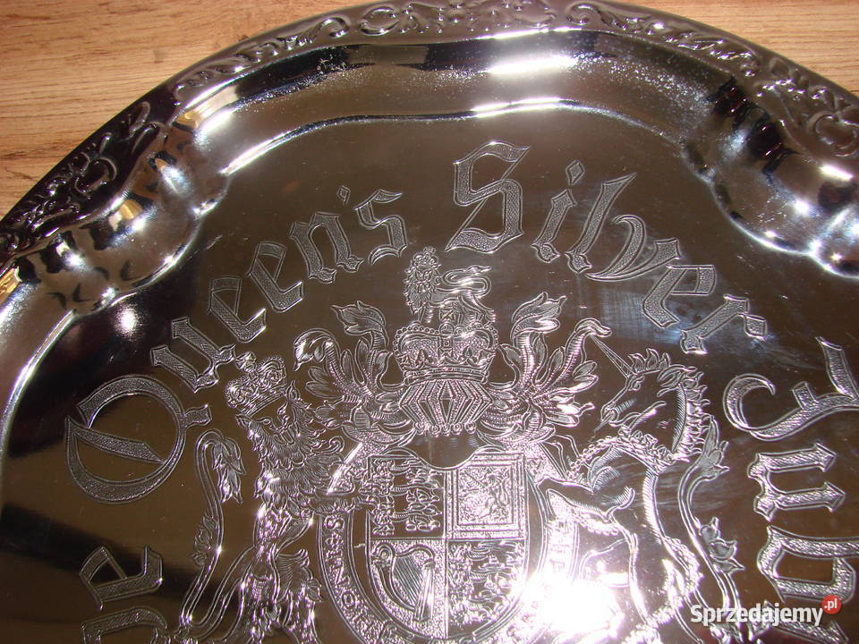 Srebrny Jubileusz Elżbiety II chromowana taca Pruszcz Gdański