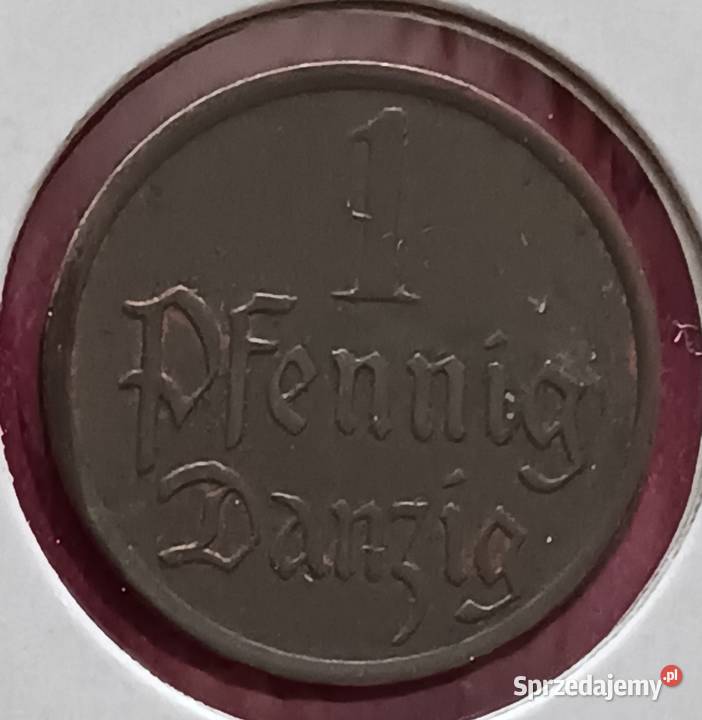 1 Fenig Wolne Miast Gdańsk 1937 r 4 około Konin