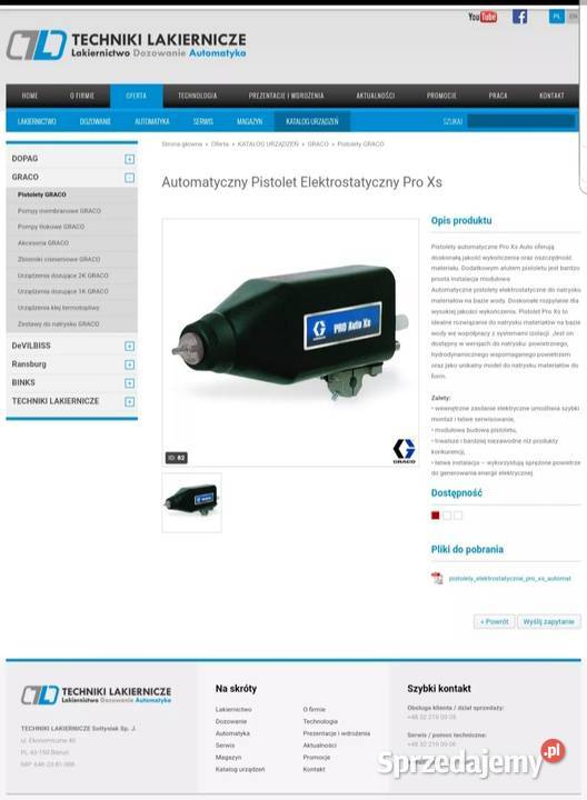 Automatyczny Pistolet Elektrostatyczny Pro Auto Oława sprzedam