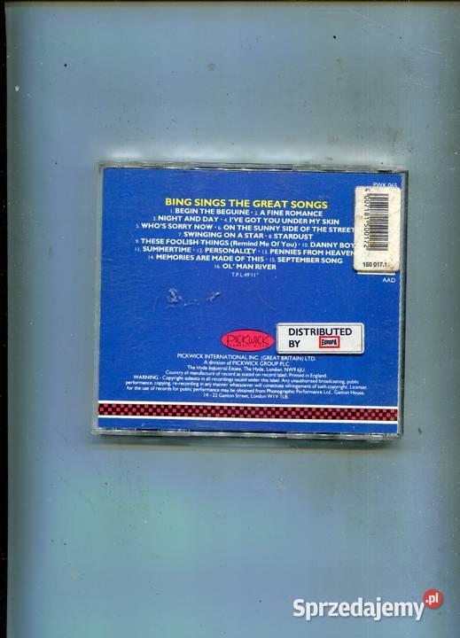 Sings The Great Songs Bing Crosby Płyta CD Szczecin sprzedam