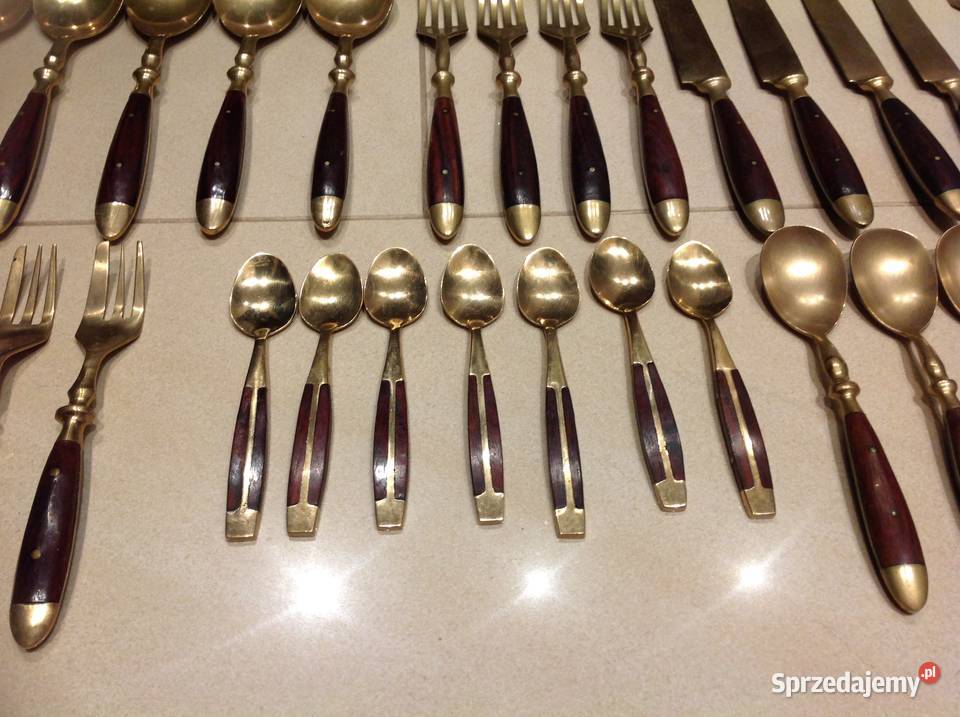 Zestaw Sztućców Brąz Drewno Wiśniowe 37 STARE Nowa Sól