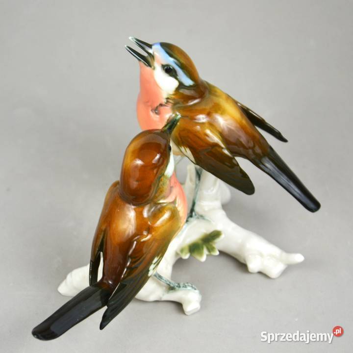 Para ptaszków na gałązce sygnowana Karl Ens Bronisze sprzedam