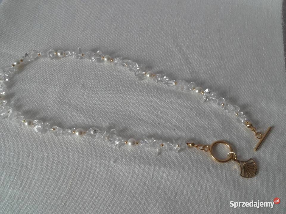 Naszyjnik choker kryształ górski pozłacane