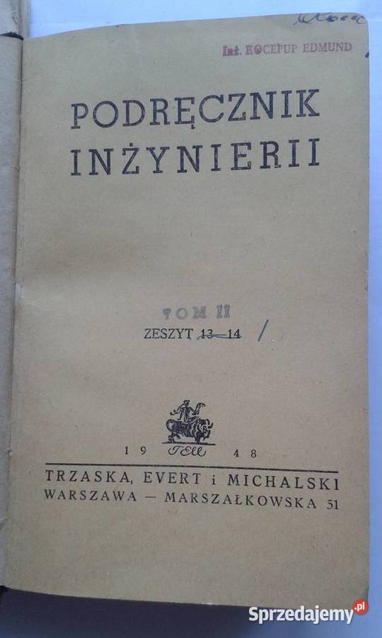 Podręcznik inżynierii Tom II Wydanie 1948r Książki naukowe i popularnonaukowe Gdynia