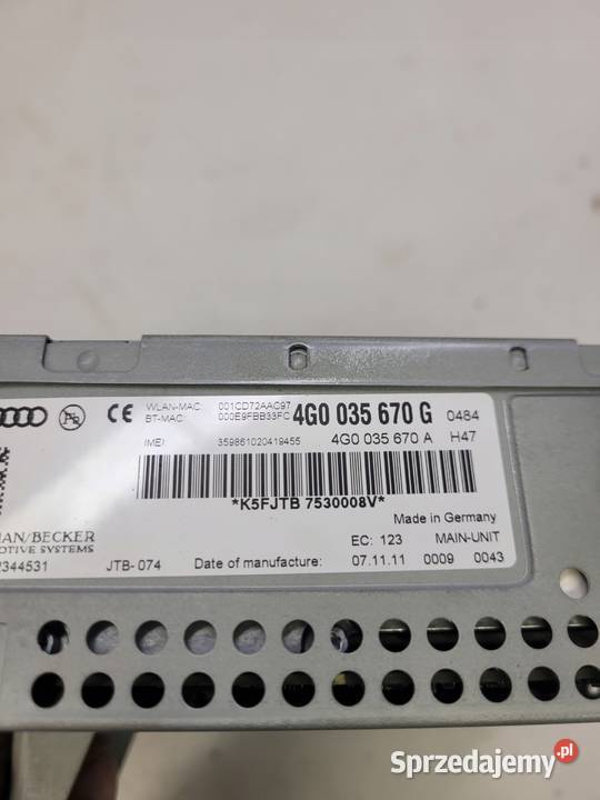 JEDNOSTKA MMI 3G SIM AUDI A6 C7 A7 4G0035670G Przystajń